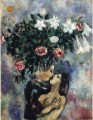 Lovers under lilies contemporary Marc Chagall
